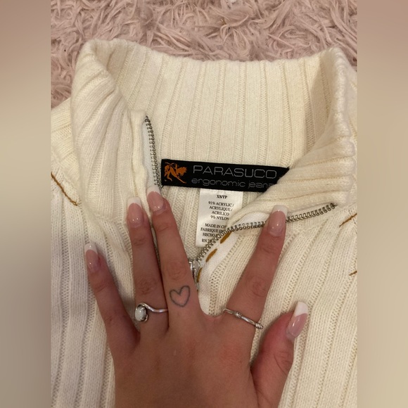 Y2K Parasuco Knit Sweater Dress with Exposed Zip and Contrast Stitching - Picture 2 of 5